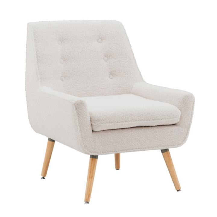 Ivory Faux Sherpa Tufted Accent Chair