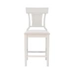 White Wood and Rattan Upholstered Counter Stool