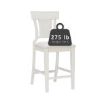 White Wood and Rattan Upholstered Counter Stool