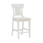 White Wood and Rattan Upholstered Counter Stool