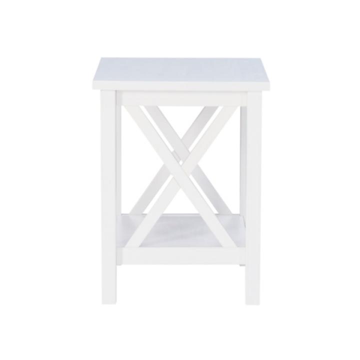 Antique White X Side Frame Accent Table