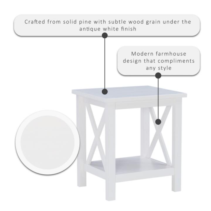 Antique White X Side Frame Accent Table