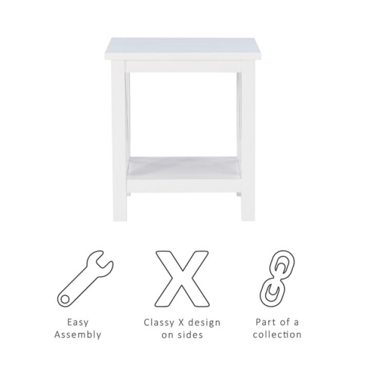 Antique White X Side Frame Accent Table