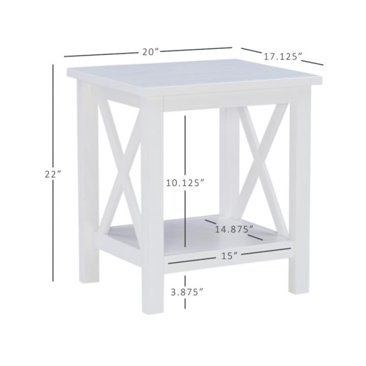 Antique White X Side Frame Accent Table