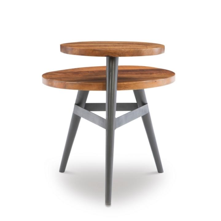 Industrial Two-Tiered Gunmetal Accent Table