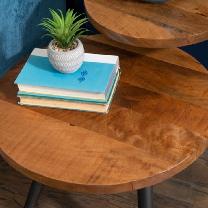 Industrial Two-Tiered Gunmetal Accent Table