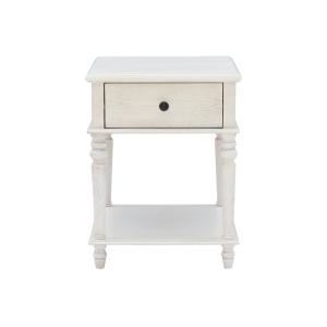 Rustic White Turned Legs Accent Table