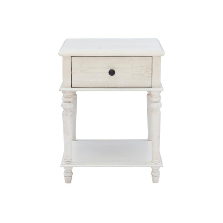 Rustic White Turned Legs Accent Table