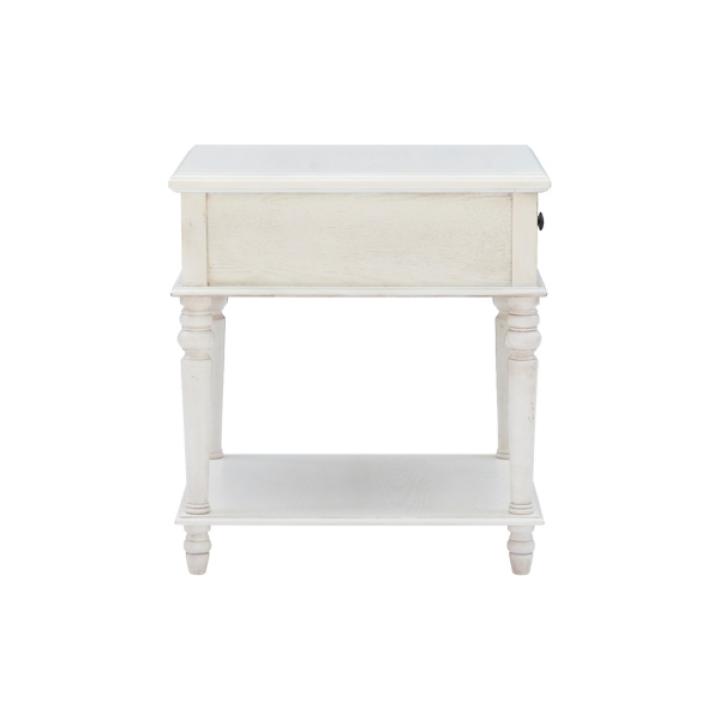 Rustic White Turned Legs Accent Table