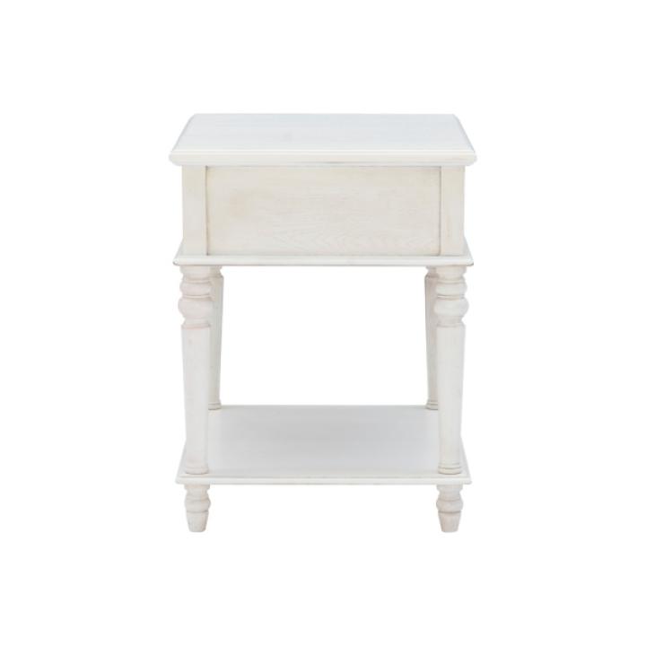 Rustic White Turned Legs Accent Table