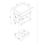 Rustic White Turned Legs Accent Table