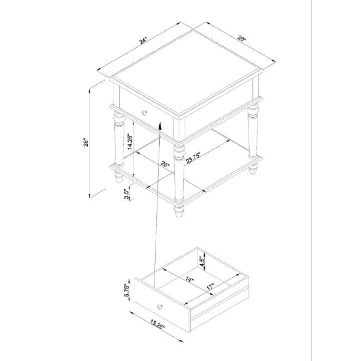 Rustic White Turned Legs Accent Table