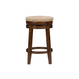 Woven Seagrass Walnut Wood Swivel Counter Stool