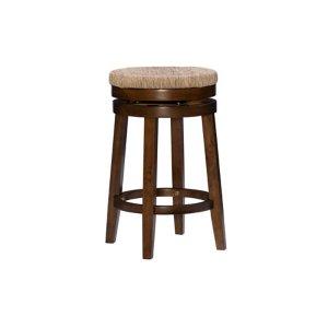 Woven Seagrass Walnut Wood Swivel Counter Stool
