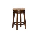 Woven Seagrass Walnut Wood Swivel Counter Stool