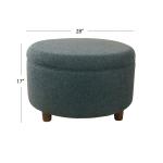 Navy Upholstered Round Storage Ottoman