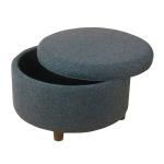 Navy Upholstered Round Storage Ottoman