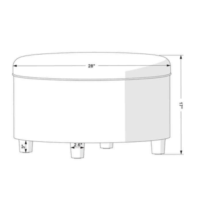 Navy Upholstered Round Storage Ottoman