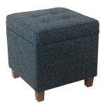 Navy Tufted Upholstered Storage Ottoman