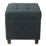 Navy Tufted Upholstered Storage Ottoman