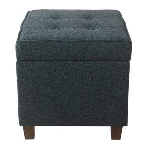 Navy Tufted Upholstered Storage Ottoman