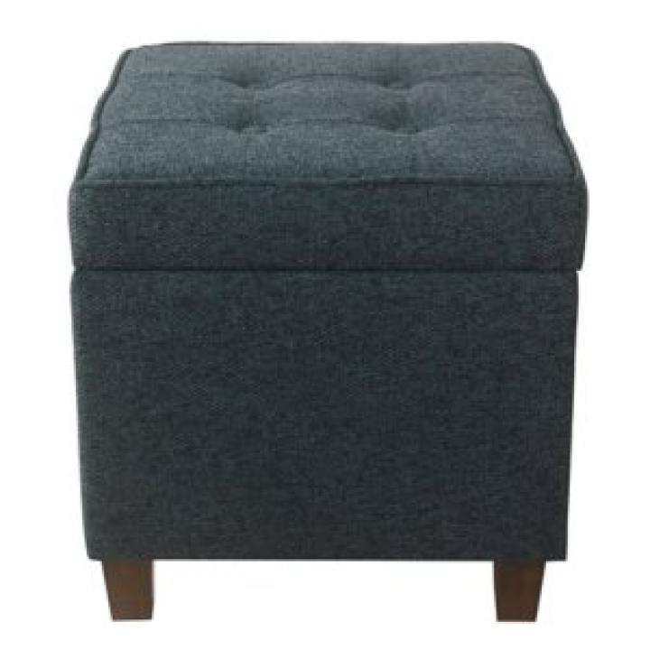 Navy Tufted Upholstered Storage Ottoman