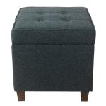 Navy Tufted Upholstered Storage Ottoman