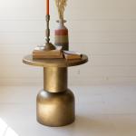 Antique Gold Barrel Frame Accent Table