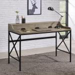 Gray Finish X Frame Wooden Hinged Top Desk