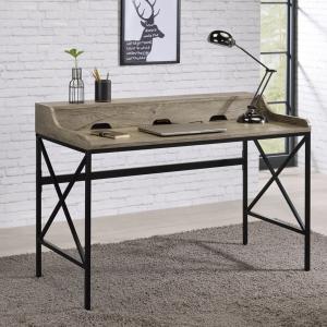 Gray Finish X Frame Wooden Hinged Top Desk