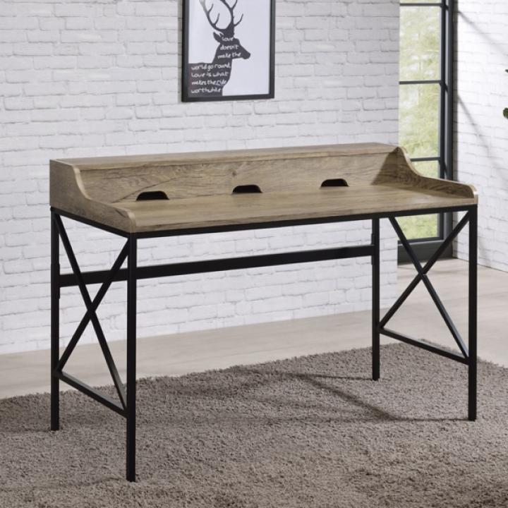 Gray Finish X Frame Wooden Hinged Top Desk