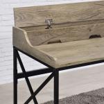 Gray Finish X Frame Wooden Hinged Top Desk