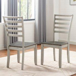 Smoked Honey and Alabaster Dining Chairs, Set of 2