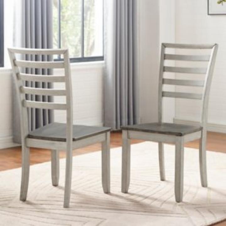 Smoked Honey and Alabaster Dining Chairs, Set of 2