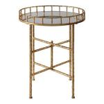 Gold Metal Mirrored Tray Accent Table