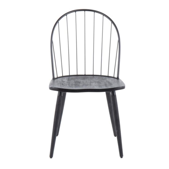 Black Spindle High Back Dining Chairs, Set of 2