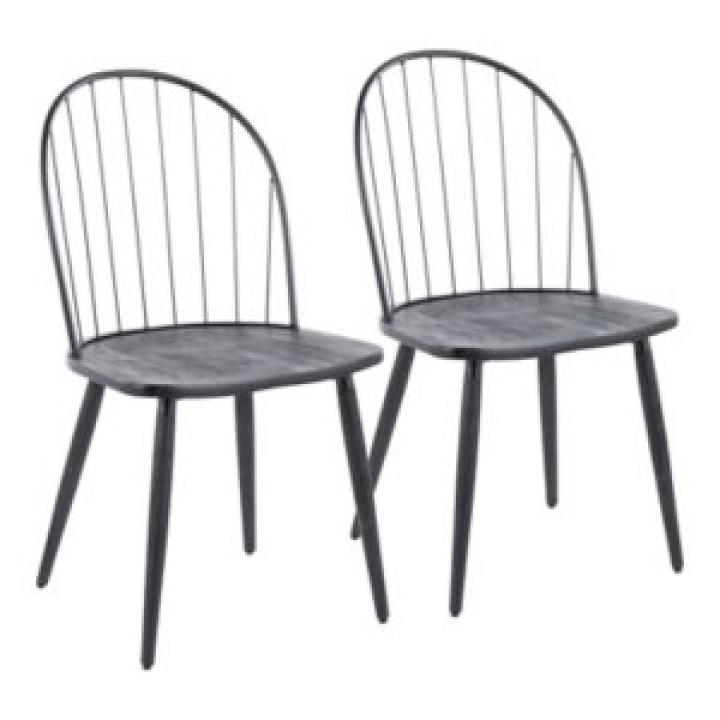Black Spindle High Back Dining Chairs, Set of 2