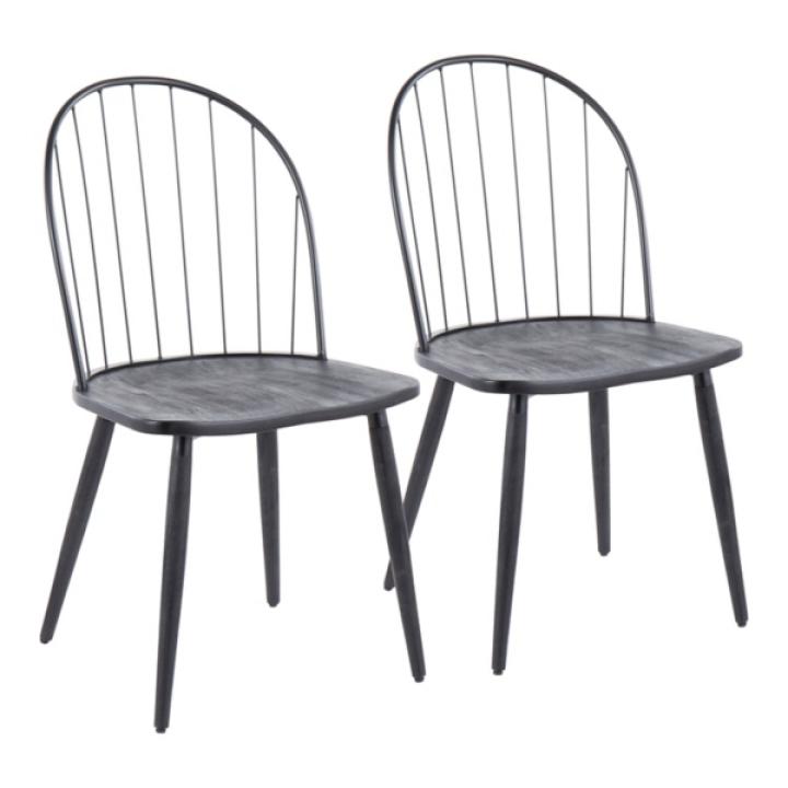 Black Spindle High Back Dining Chairs, Set of 2