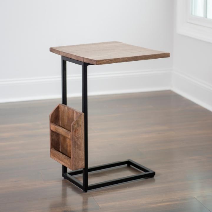Mango Wood and Iron Extendable C-Table