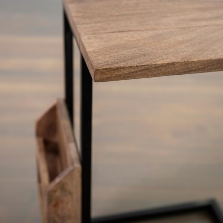Mango Wood and Iron Extendable C-Table
