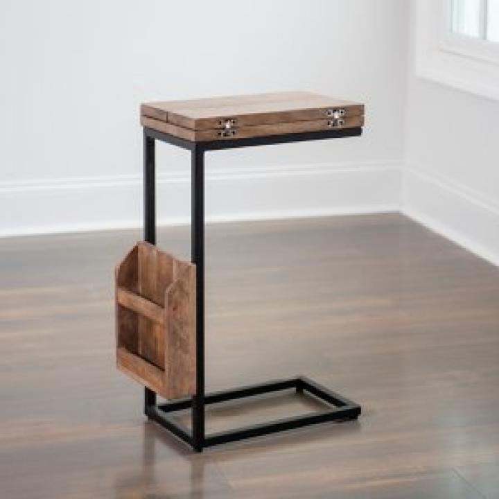 Mango Wood and Iron Extendable C-Table