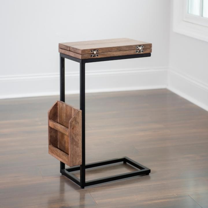Mango Wood and Iron Extendable C-Table