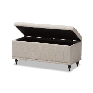 Beige Tufted Upholstery Storage Ottoman