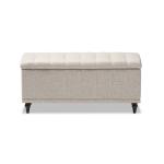 Beige Tufted Upholstery Storage Ottoman