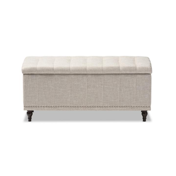 Beige Tufted Upholstery Storage Ottoman