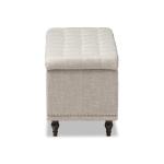 Beige Tufted Upholstery Storage Ottoman