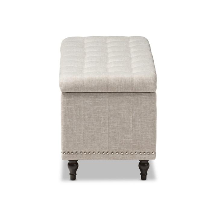 Beige Tufted Upholstery Storage Ottoman