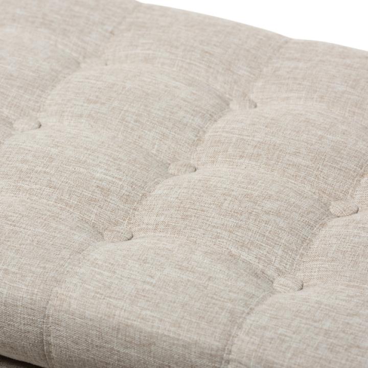Beige Tufted Upholstery Storage Ottoman