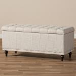 Beige Tufted Upholstery Storage Ottoman