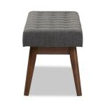 Dark Gray Tufted Walnut Wood Bench